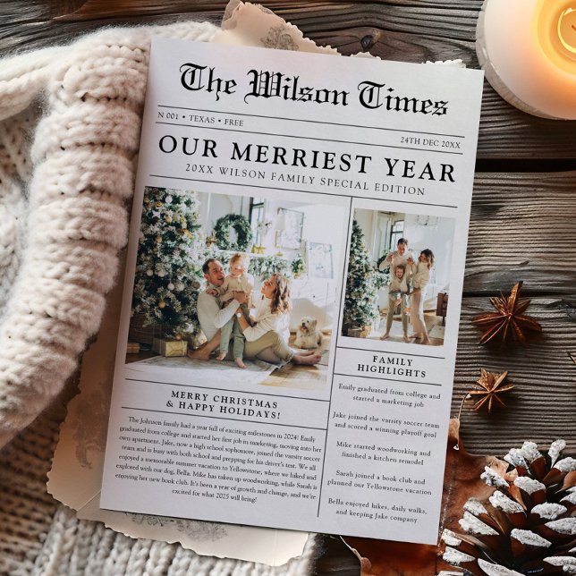 Tarjeta Festiva Navidades únicos de fotografía de periódico (Subido por el creador)