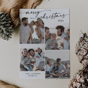 Tarjeta Festiva Navidades únicos de fotos de Boho Moda Black White