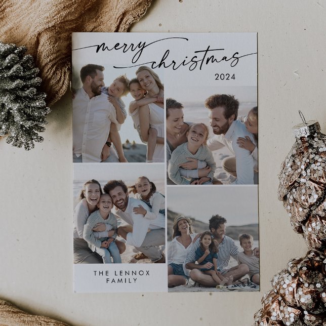 Tarjeta Festiva Navidades únicos de fotos de Boho Moda Black White (Subido por el creador)