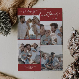 Tarjeta Festiva Navidades únicos de fotos de Boho Moda Roja de Nav