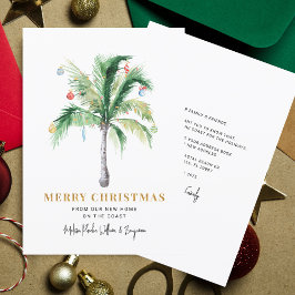 Tarjeta Festiva Navidades Vacaciones Palm Tree Moving Coastre