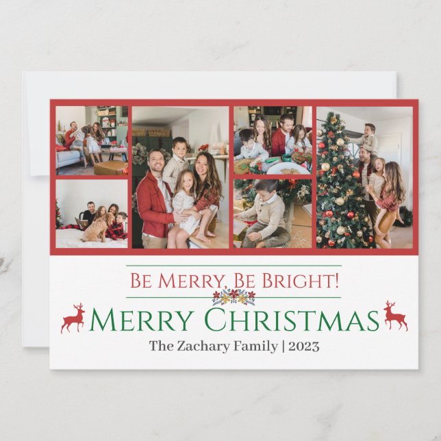 Tarjeta Festiva Navidades vacaciones Script Collage de fotos de fa (Anverso)