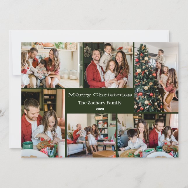 Tarjeta Festiva Navidades vacaciones Script Collage de fotos de fa (Anverso)