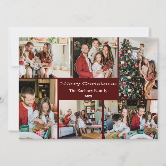 Tarjeta Festiva Navidades vacaciones Script Collage de fotos de fa (Anverso)