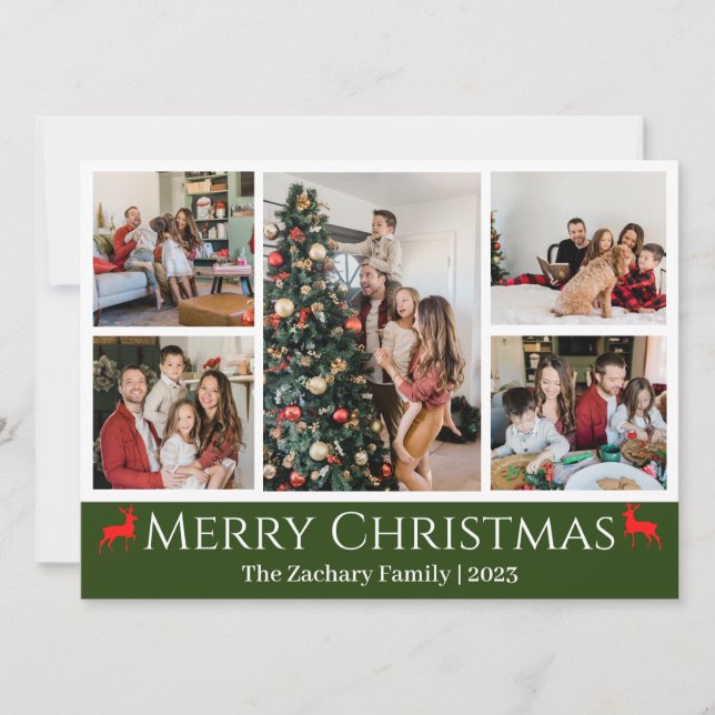 Tarjeta Festiva Navidades vacaciones Script Collage de fotos de fa (Anverso)