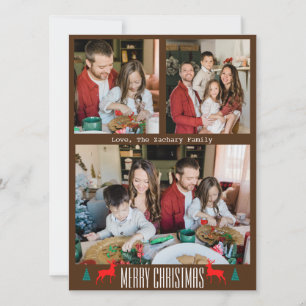 Tarjeta Festiva Navidades vacaciones Script Familia Tres Foto