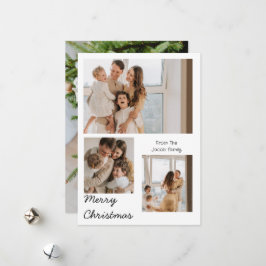 Tarjeta Festiva Navidades vacaciones Tipografía moderna Tres fotos