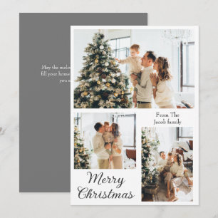 Tarjeta Festiva Navidades vacaciones Tipografía moderna Tres fotos