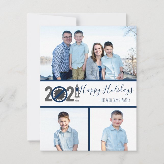 Tarjeta Festiva Navidades vacunas 2021 y post-pandemia  (Anverso)