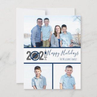 Tarjeta Festiva Navidades vacunas 2021 y post-pandemia 