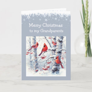 Tarjeta Festiva Navidades Varones de nieve abuelos cardenales