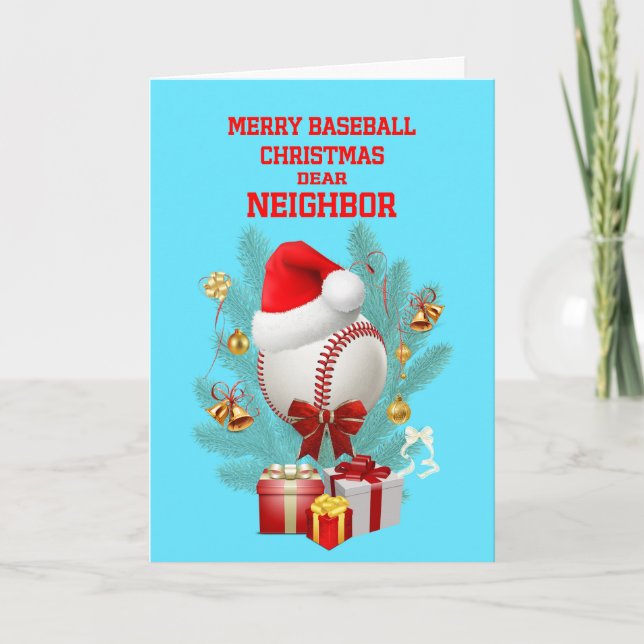 Tarjeta Festiva Navidades Vecinos De Béisbol (Anverso)