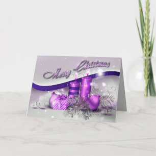 Tarjeta Festiva Navidades Velas Púrpura