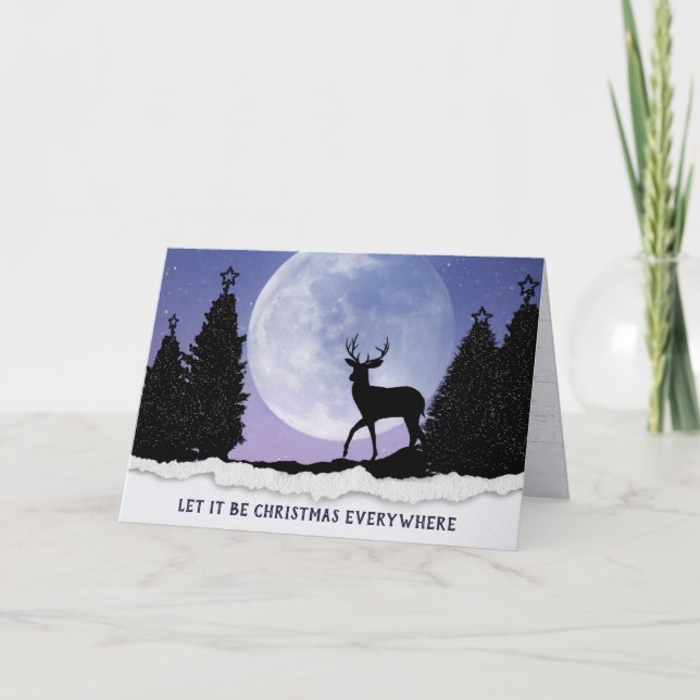 Tarjeta Festiva Navidades Venados A La Luz De La Luna (Anverso)