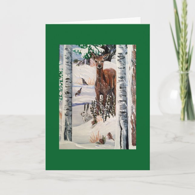 Tarjeta Festiva Navidades venados y amigos (Anverso)