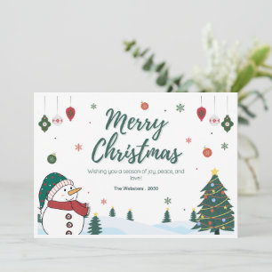 Tarjeta Festiva Navidades verde sin foto vintage ilustrado