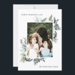 Tarjeta Festiva Navidades verdes blancos felices Foliage Happy<br><div class="desc">Si necesitas más personalización,  por favor,  no dudes en enviarme un mensaje a yellowfebstudio@gmail.com.</div>