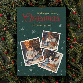 Tarjeta Festiva Navidades verdes: Collage de fotos de nevadas en l