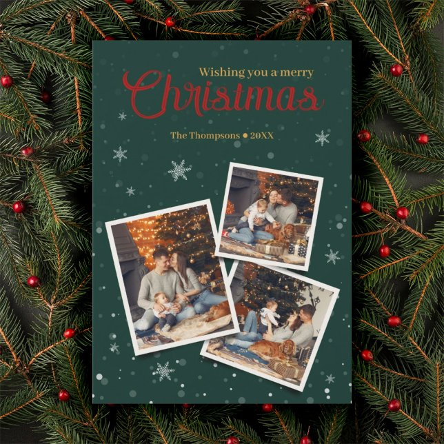 Tarjeta Festiva Navidades verdes: Collage de fotos de nevadas en l (Subido por el creador)
