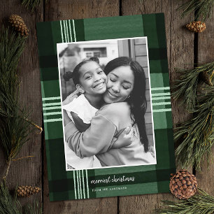 Tarjeta Festiva Navidades verdes de color de agua moderna foto