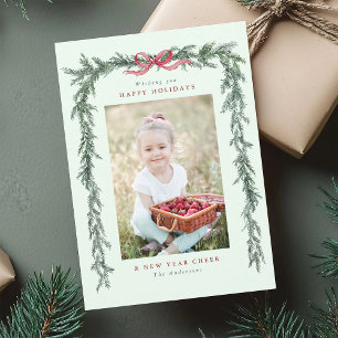 Tarjeta Festiva Navidades verdes de la pintura de la bifurcación d