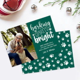 TARJETA FESTIVA NAVIDADES VERDES DE PERRO BARKING SPIRIT BRIGHT PA