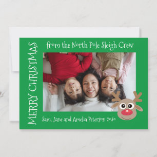 Tarjeta Festiva Navidades verdes de renos Personalizados divertido
