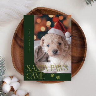 Tarjeta Festiva Navidades verdes de Santa Paws se convirtieron en 