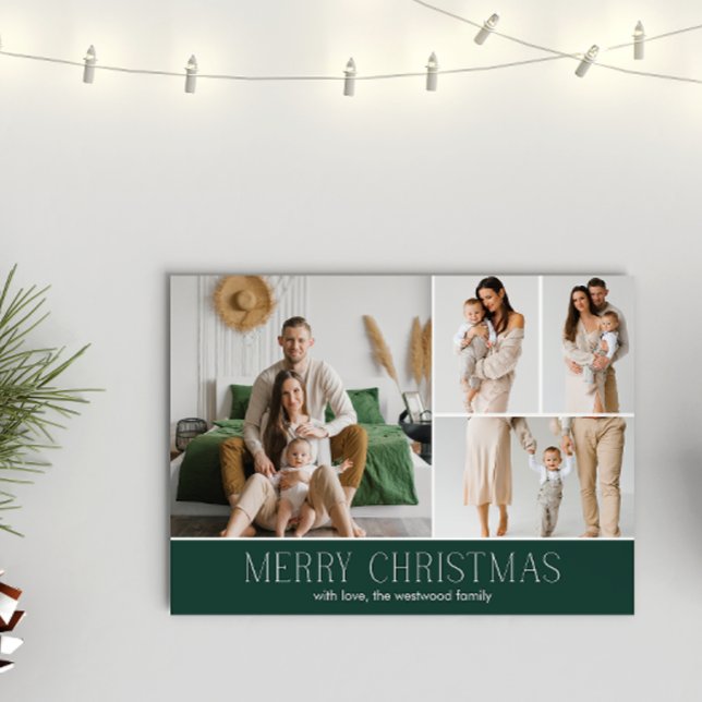 Tarjeta Festiva Navidades VERDES Elegante mensaje de foto de 4 col (Subido por el creador)