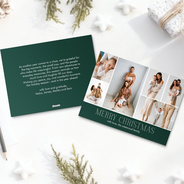 Tarjeta Festiva Navidades VERDES Elegante Mensaje de foto de 6 gru (Subido por el creador)