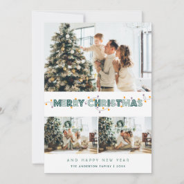 Tarjeta Festiva Navidades verdes iluminan la nieve 3 Collage de fo