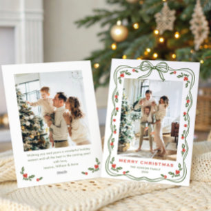 Tarjeta Festiva Navidades verdes minimalistas ceden cinta de opcio
