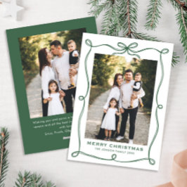 Tarjeta Festiva Navidades verdes minimalistas ceden cinta de opcio