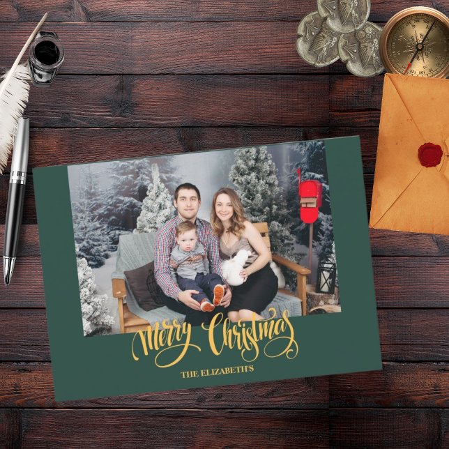 Tarjeta Festiva Navidades verdes modernos y elegantes. Foto (Subido por el creador)