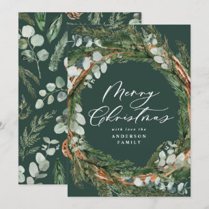 Tarjeta Festiva Navidades verdes modernos y mínimos de follaje