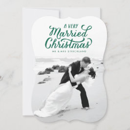 Tarjeta Festiva Navidades verdes muy casados recién casados tarjet