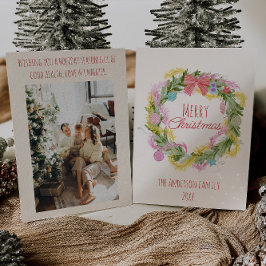 Tarjeta Festiva Navidades verdes retro coloridos y extravagantes b