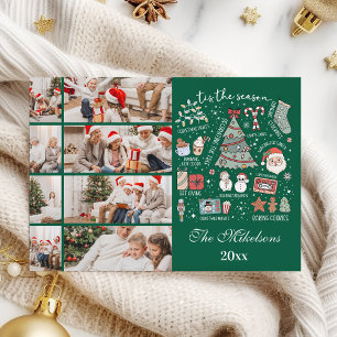 Tarjeta Festiva Navidades Verdes Retro De Foto De La Temporada 8
