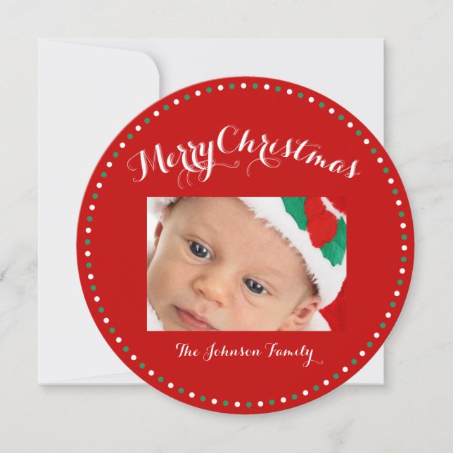 Tarjeta Festiva Navidades verdes rojos y personalizados rojos salu (Anverso)