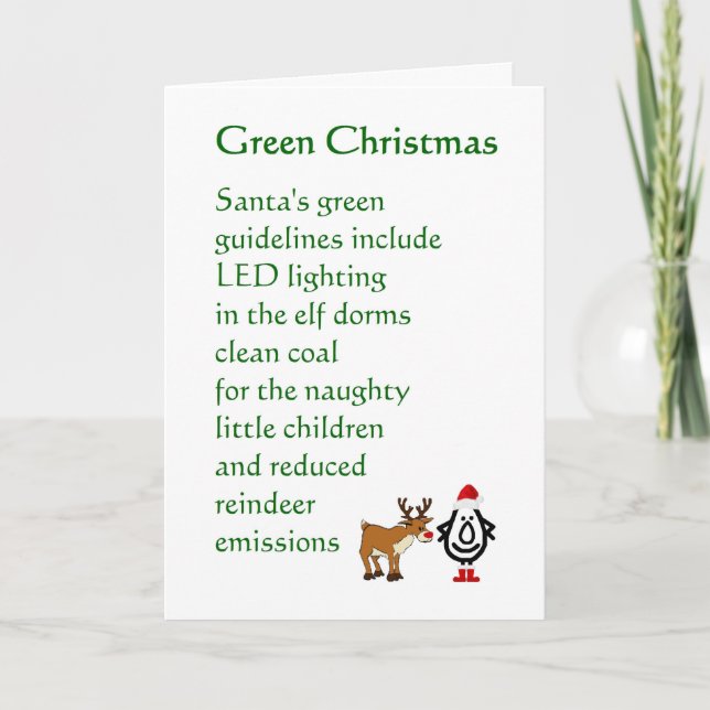 Tarjeta Festiva Navidades verdes - un poema de Navidades divertido (Anverso)
