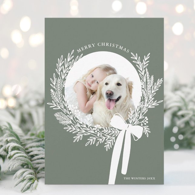 Tarjeta Festiva Navidades verdes y blancos polvorientos escriben u (Subido por el creador)