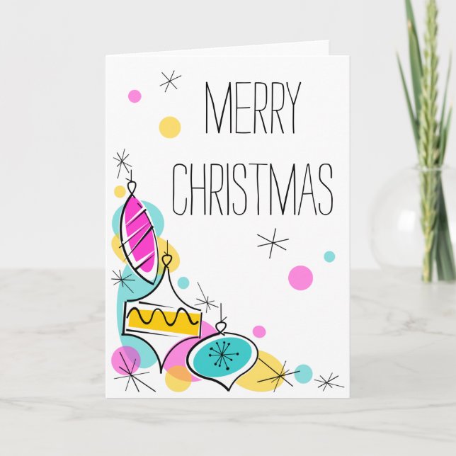 Tarjeta Festiva Navidades verticales de la esquina de los baubles  (Anverso)