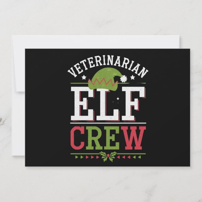 Tarjeta Festiva Navidades Veterinarios Elf Técnico Veterinario (Anverso)