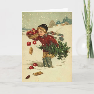 Tarjeta Festiva Navidades victorianos de arte retro vintage
