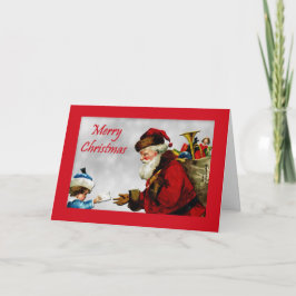 Tarjeta Festiva Navidades victorianos de Santa y Niño