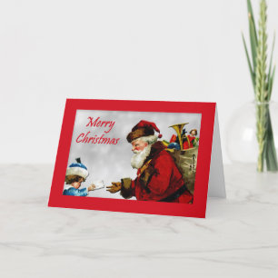 Tarjeta Festiva Navidades victorianos de Santa y Niño