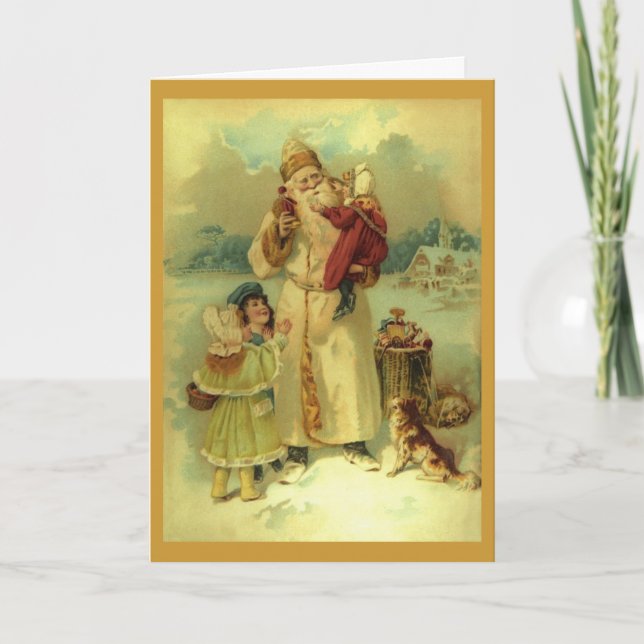 Tarjeta Festiva Navidades victorianos del Viejo Santa Claus de los (Anverso)