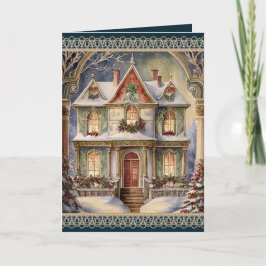 Tarjeta Festiva Navidades victorianos elegantes