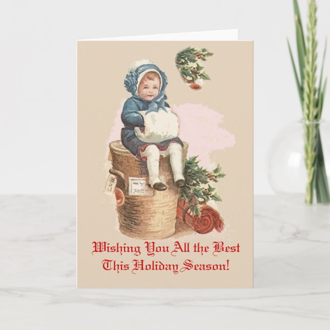 Tarjeta Festiva Navidades victorianos que pueden Personalizar (Anverso)