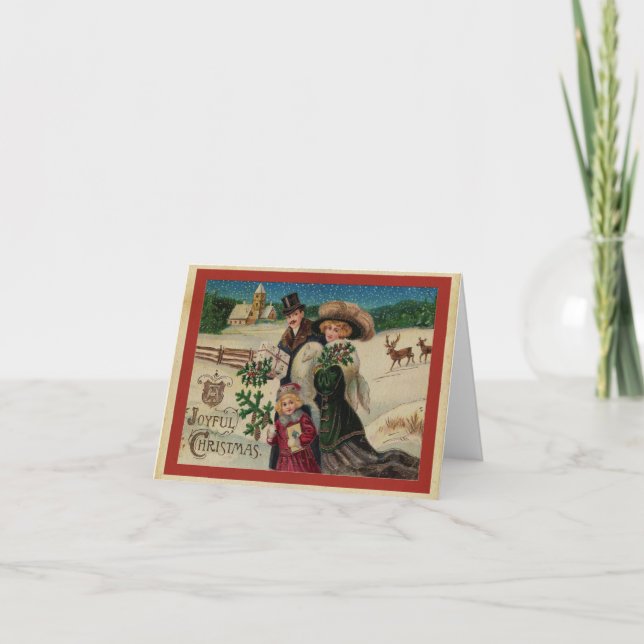 Tarjeta Festiva Navidades victorianos tradicionales (Anverso)